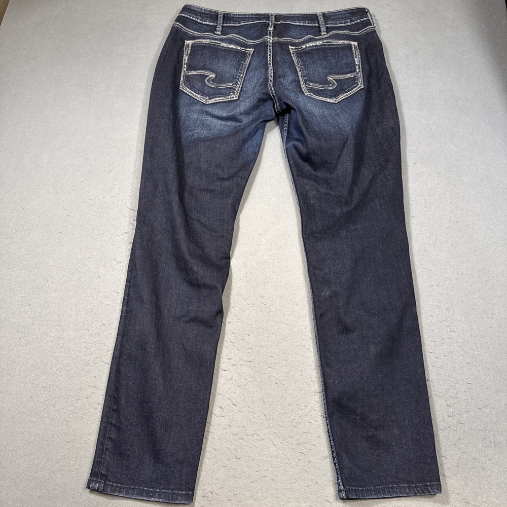 Silver Jeans Co Boyfriend Jeans Womens 32x29 Blue Distressed Stretch DARK WASH - Picture 6 of 8